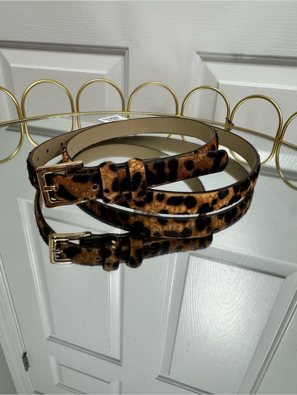Ann Taylor Loft Leopard Print Calf hair Women's Belt - Brown Black Sz XL